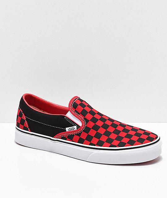 Vans-Slip-On-Black-&-Formula-Red-Checkerboard-Skate-Shoes-_298112-front-US