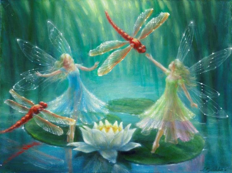 dragonfly fairy lily pond