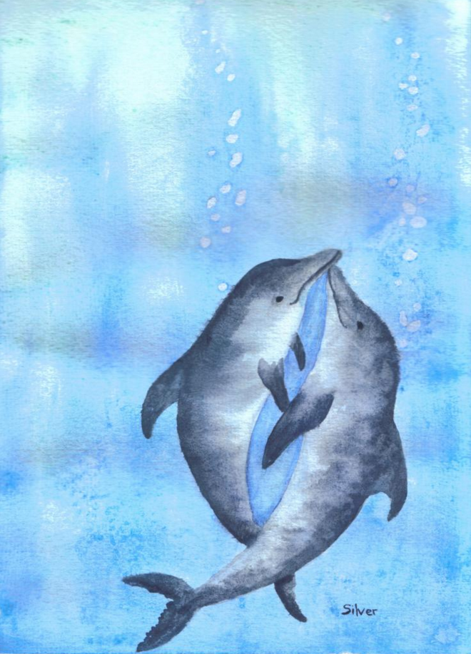 Spirited Grace - My Dolphin Watercolour Painting